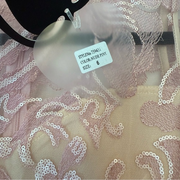 ASOS Club Sequined Pink Occasional Mermaid Long Sleeves Dress Size 2 - Picture 8 of 11